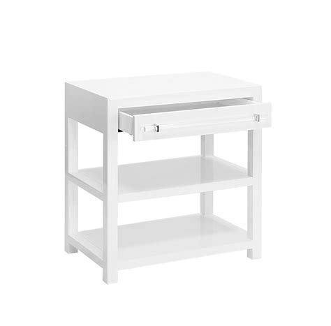 Gage White Lacquer Side Table Open Drawers Side Table With Drawer End