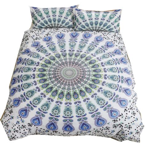 Ethnic Boho Bedding Set 23 Pieces White Indian Mandala Duvet Cover Set