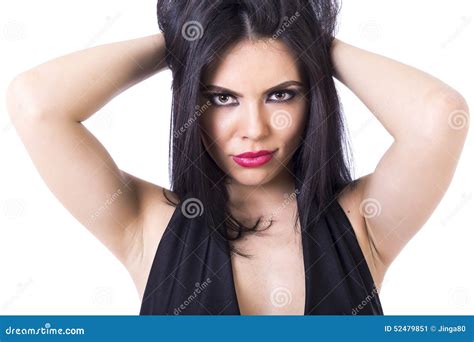 Closeup Portrait Of Sensual Brunette Girl Posing Stock Image Image Of Adult Glamour 52479851