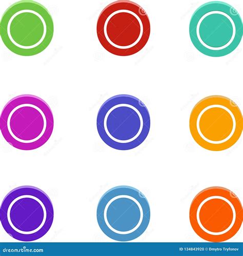Set Of Colored Dots Round Buttons Elements For Web Design Stock