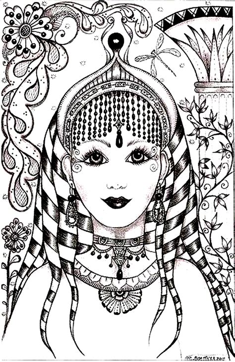 Woman Face India Inspiration India Adult Coloring Pages