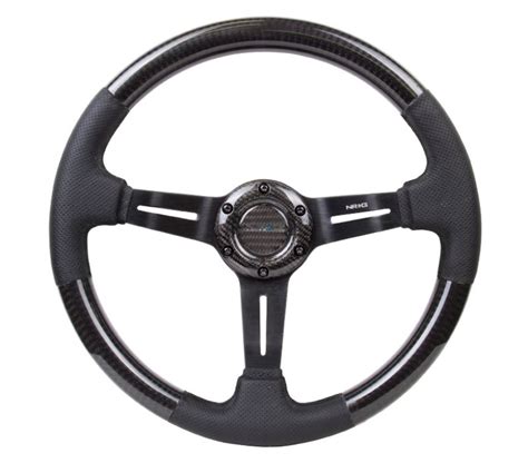 Nrg Carbon Fiber Steering Wheel 350mm 15 Inch Deep Dish Leather Accent