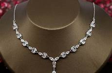 zircon necklace jewelry choker earrings pendant sets zirconia cubic engagement shape clear handmade stone wedding