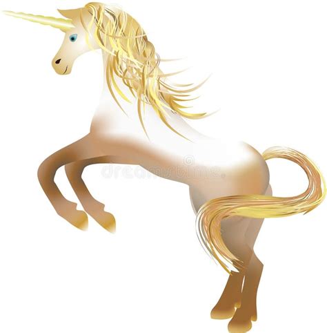 Unicorn With The Golden Horn Stock Image Image Of Tail Legs 73780117