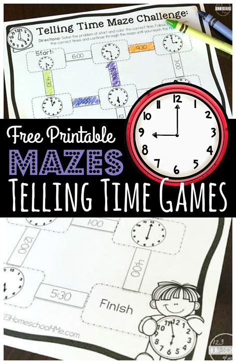 Free Free Printable Telling Time Games Mazes