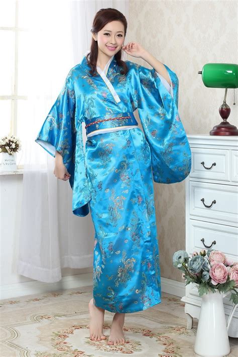 Free Shipping Vintage Japanese Women S Silk Satin Kimono Yukata Evening