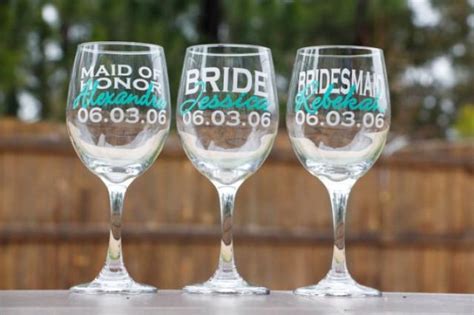Bridal Party Wine Glasses Bridesmaid Ts Wedding Party Ts Personalized Wine Glass
