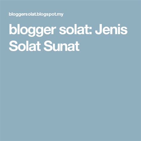Jenis jenis solat sunat & kelebihan. Jenis Solat Sunat (With images) | Solat, Blogger