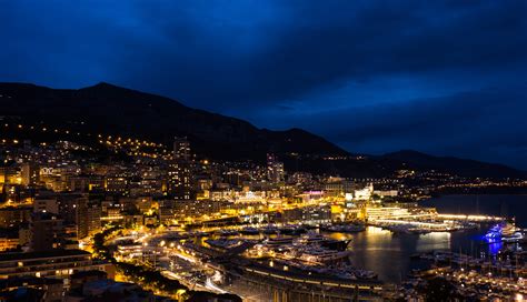 Wallpaper Buildings Lights Bay Night City Monaco Hd Widescreen