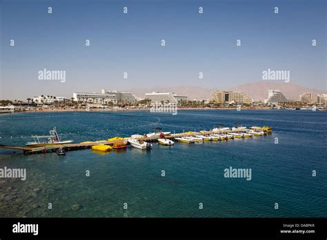 View Of The Red Sea Beach And Hotels In Eilat Israel Middle East