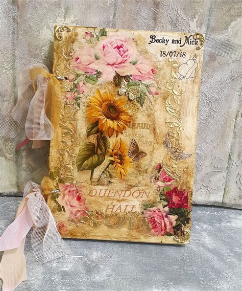 Design the custom wedding guest book with the photos of the bride and groom, and date of the wedding day. Unique Wedding Guest Book Rustic Guest Book Personalized ...