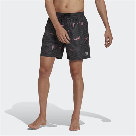 Adidas Rekive Allover Print Swim Shorts Black Mens Lifestyle