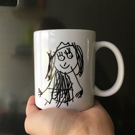 How to draw a coffee mug. Personalised Mug With Kids Drawing Kids Handwriting People ...