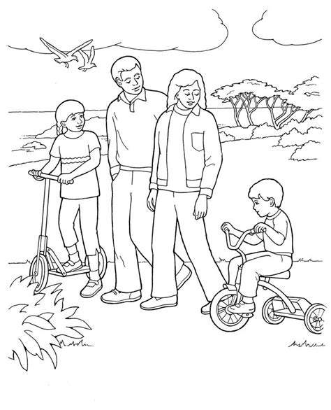Young children especially love to see how frame your family tree; Primary coloring page. Family walking together #ldsprimary ...