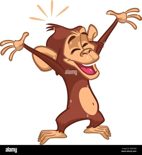 Cartoon Monkey Chimpanzee Vector Illustration Of Happy Monkey