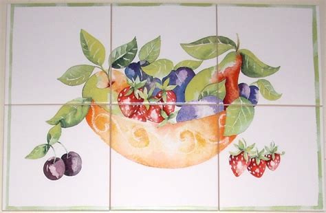 Fruit Dish Kiln Fired Ceramic Tile Mural Pear Strawberry Backsplash 6