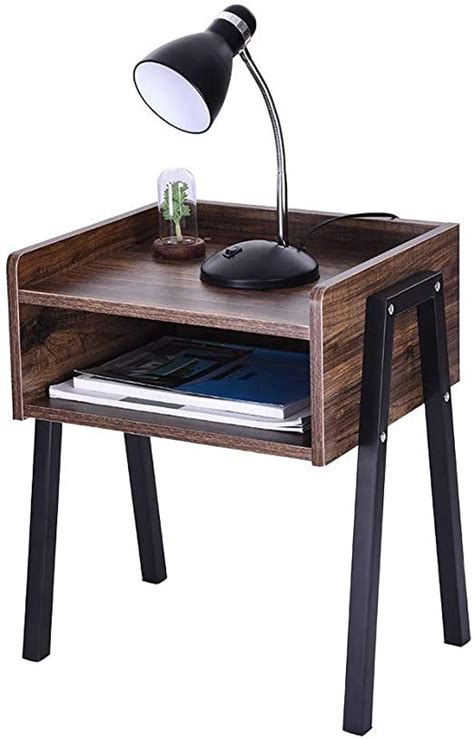 Hoobro side table, narrow end table with magazine holder sling, 18.9 x 9.4 x 24 inch industrial nightstand for small spaces, wood look accent furniture with metal frame, rustic brown + black bf41bz01 4.7 out of 5 stars 818 Industrial Nightstand, Stackable End Table, Cabinet for ...