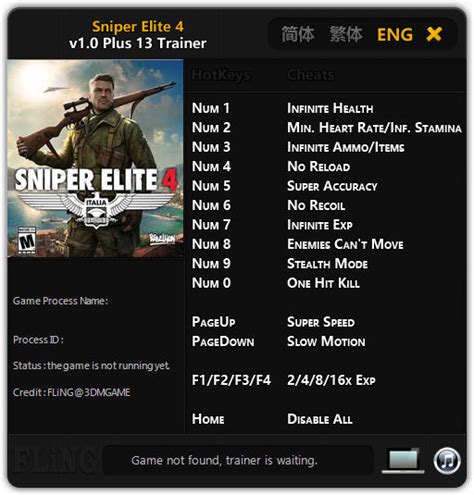 Sniper Elite 4 Trainer 13 V10 Fling Download Cheats Codes Trainers
