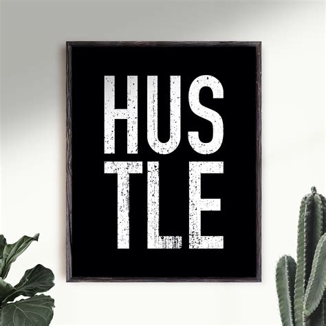Hustle Print Inspirational Wall Art Typography Poster Art Etsy