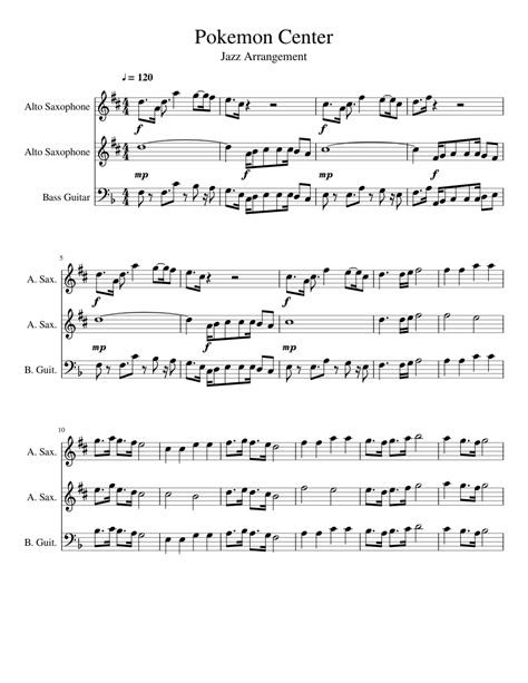 Pokemon Center Jazz Sheet Music For Saxophone Alto Bass Mixed Trio