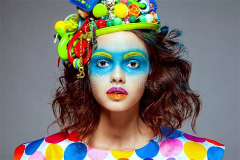 Woman With Creative Pop Art Makeup Stock Photo Image Of Closeup