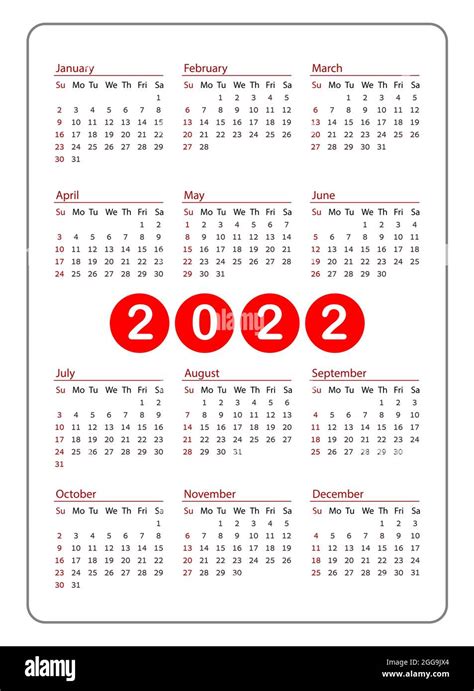Red Vertical Pocket Calendar On 2022 Year Template Calendar For