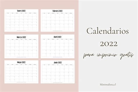 Calendario 2022 Aesthetic Para Imprimir