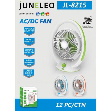 Rechargeable Fan Acdc Powerful Battery Operated Fan With Led Lamp Juneleo Jl 8215