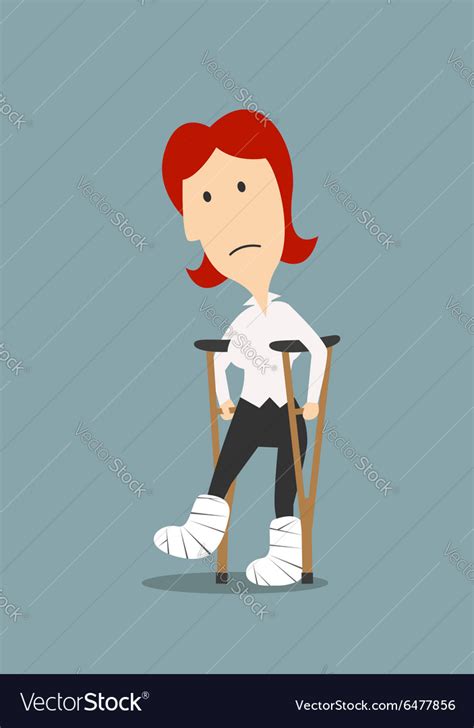 Injured Woman With Broken Legs On Crutches Vector Image