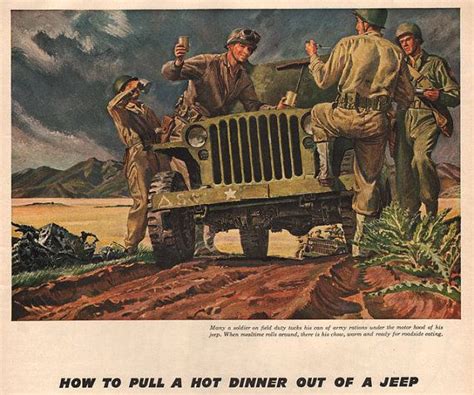 1943 Soldiers Heat Dinner On Engine Of Jeep By Catchingcanaries 800