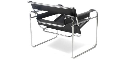 Ce type de chaises à « suspension élastique dans l'air » est d'un très grand confort. Chaise Wassily - Style Marcel Breuer - Cuir Premium