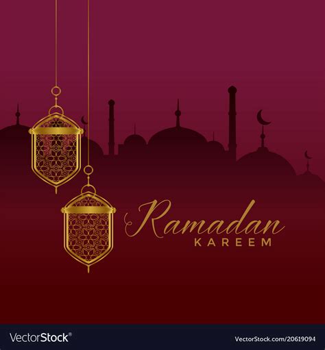 Elegant Ramadan Kareem Festival Greeting Vector Image