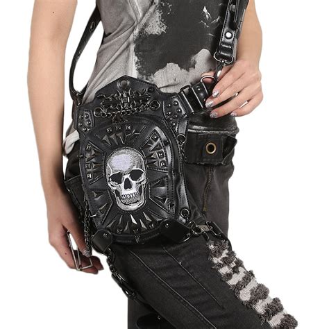 Lacattura Gothic Steam Punk Skull Bag Retro Rock Bag Women Waist Bags