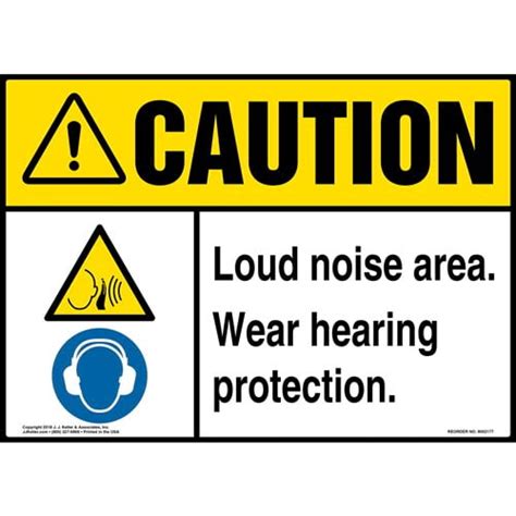 Warning Loud Noise Area Wear Hearing Protection Sign With Icons Ansi