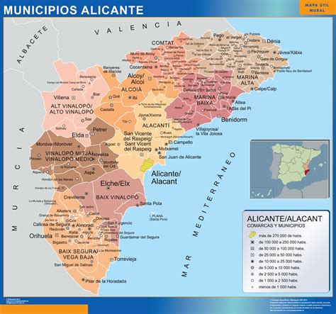 Municipalities Alicante Map From Spain Wall Maps