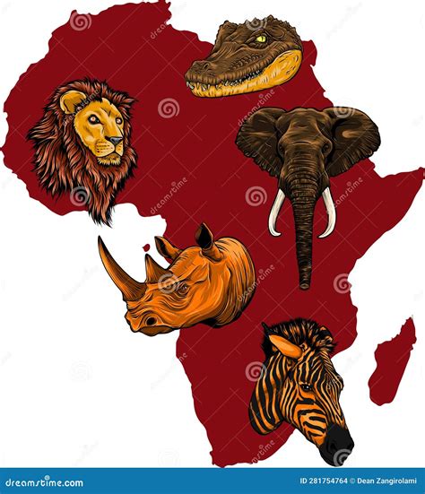 Wildlife Of Africa World Continent Flora And Fauna Vector
