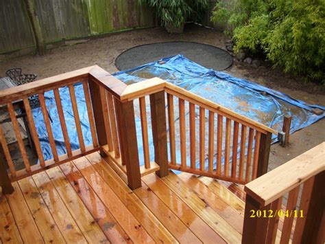Our stair railing, deck railing, and spindles are available in custom lengths built to your specifications. New cedar railing | Deck Masters, LLC