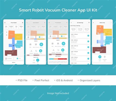 Premium Psd Smart Robot Vacuum Cleaner App Ui Kit