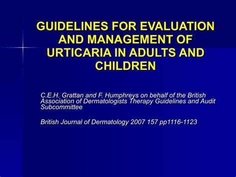 Pdf Guidelines For Evaluation And Management Of Urticaria In