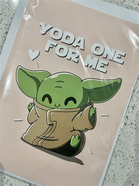 Yoda One For Me Star Wars Happy Anniversary Card Baby Yoda Etsy