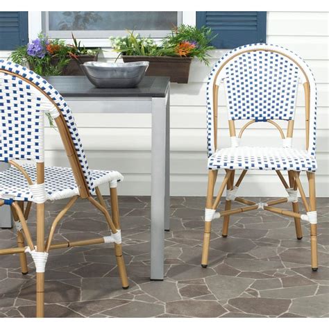 Transform your backyard into a personal paradise. Safavieh Salcha Blue and White Outdoor Dining Chair (Pack ...