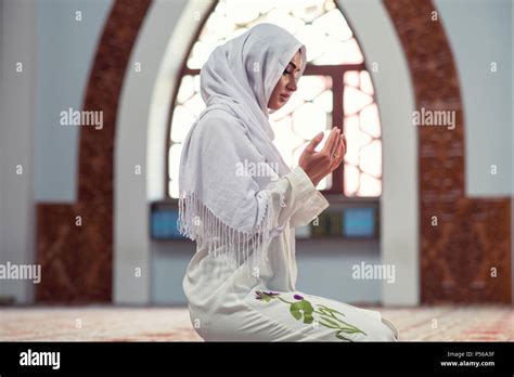 Arabic Young Muslim Woman Praying In Mosque Stock Photo Alamy