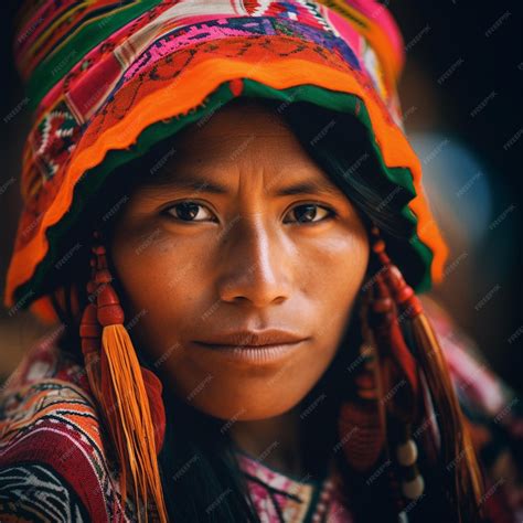Premium Photo Closeup Of Peruvian Woman In Traditional Attire