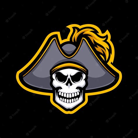 Logotipo De Mascote De Caveira Pirata Isolado Vetor Premium