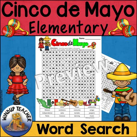 Cinco De Mayo Word Search Elementary Hard Puzzle Made By Teachers