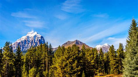 Snow Capped Mountain Peaks In Yoho National Park Stock Photo Image Of
