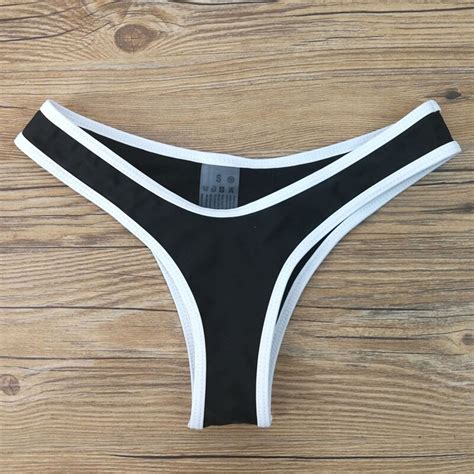 Tokitind Brazilian Women Bikini Bottom Solid Bandage Cheeky V Thong Ruched Scrunch Butt Women