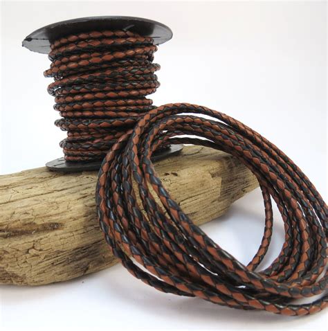 Braided Leather Bolo Cord 3mm Black And Brown Leather Cord 1 Etsy