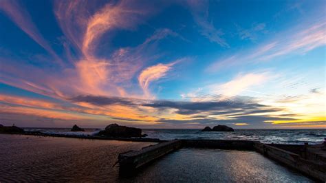 Wallpaper Sunlight Sunset Sea Nature Shore Reflection Clouds