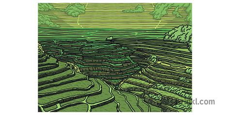 Banaue Rice Terraces Black Outlines Twinkl